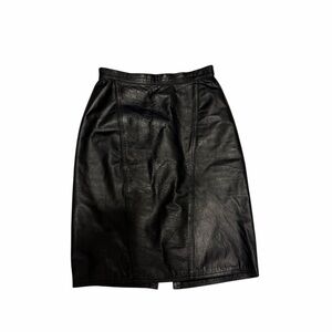 HighRise Black Midi Leather Skirt